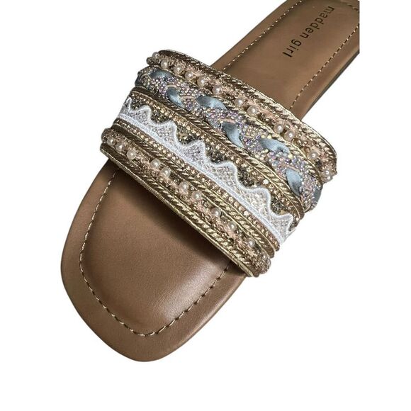 Madden Girl Women’s 9 Thread Slide Sandals Embellished NEW - Picture 3 of 6